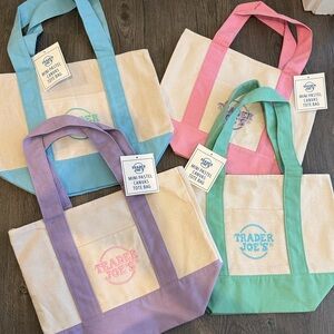 Trader Joe's Mini Pastel Canvas Tote Bag - Assorted Pastels